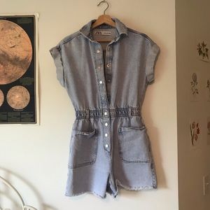 Zara Denim Romper